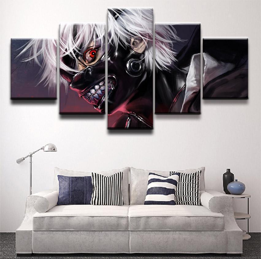 Tokyo Ghoul Ken Kaneki 6 Anime - 5 Panel Canvas Art Wall Decor Tokyo Ghoul Ken Kaneki 6 Anime - 5 Panel Canvas Art Wall Decor