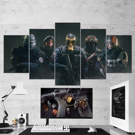 Tom Clancys Rainbow Six Siege Mask Shooter 12- Gamning 5 Panel Canvas Art Wall Decor Tom Clancys Rainbow Six Siege Mask Shooter 12- Gamning 5 Panel Canvas Art Wall Decor