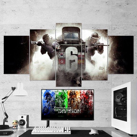 Tom Clancys Rainbow Six Siege Shooters 14 - Gaming 5 Panel Canvas Art Wall Decor Tom Clancys Rainbow Six Siege Shooters 14 - Gaming 5 Panel Canvas Art Wall Decor