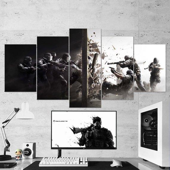 Tom Clancys Rainbow Six Siege Shooters 21 - Gaming 5 Panel Canvas Art Wall Decor Tom Clancys Rainbow Six Siege Shooters 21 - Gaming 5 Panel Canvas Art Wall Decor