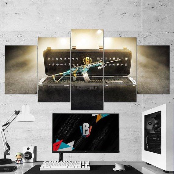 Tom Clancys Rrainbow 6 Siege Weapon 08 - Gaming 5 Panel Canvas Art Wall Decor Tom Clancys Rrainbow 6 Siege Weapon 08 - Gaming 5 Panel Canvas Art Wall Decor