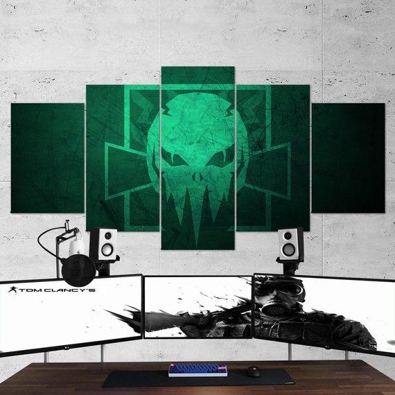 Tom Clancys Rrainbow Six Siege Minimalist Skull 07 - Gaming 5 Panel Canvas Art Wall Decor Tom Clancys Rrainbow Six Siege Minimalist Skull 07 - Gaming 5 Panel Canvas Art Wall Decor