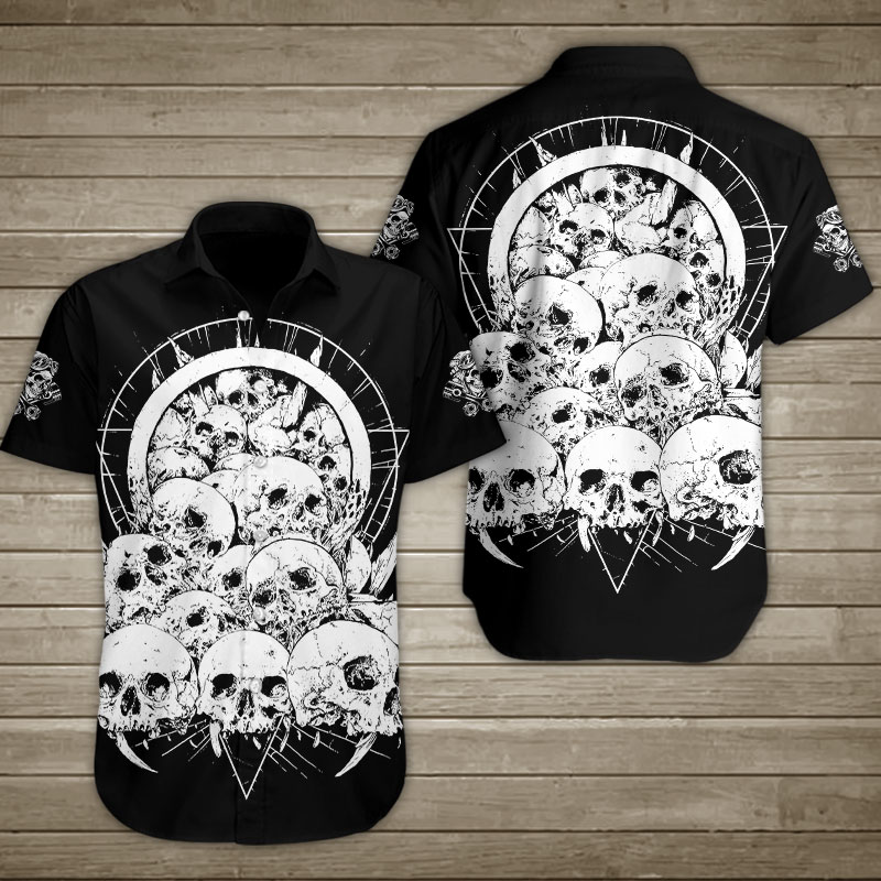 Too Many Skulls Hawaiian Shirt Summer Button Up Too Many Skulls Hawaiian Shirt Summer Button Up