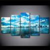 Toronto Lake Blue Sky City - Nature 5 Panel Canvas Art Wall Decor