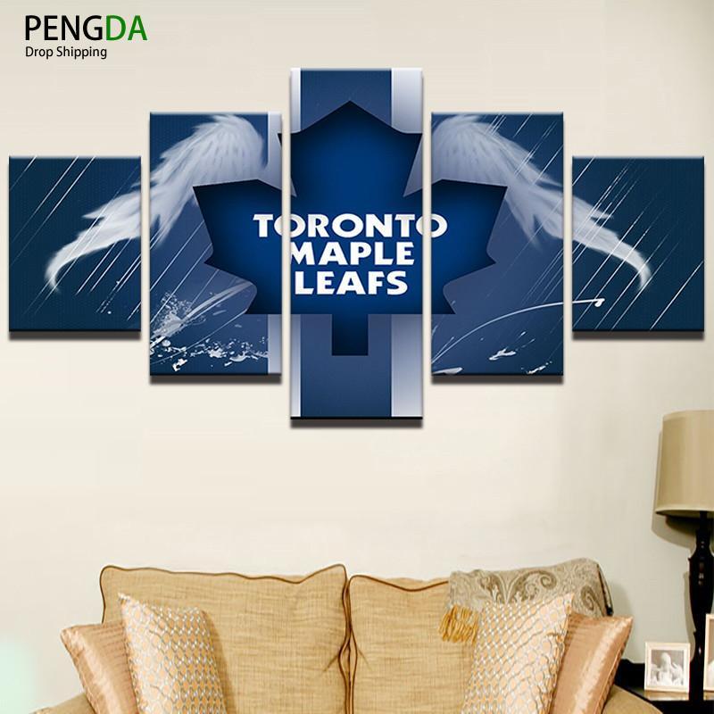 Toronto Maple Leafs Blue - Sport 5 Panel Canvas Art Wall Decor Toronto Maple Leafs Blue - Sport 5 Panel Canvas Art Wall Decor