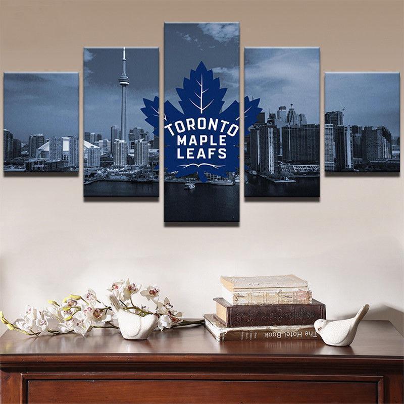 Toronto Maple Leafs Logo Sport - 5 Panel Canvas Art Wall Decor Toronto Maple Leafs Logo Sport - 5 Panel Canvas Art Wall Decor