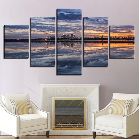Toronto Skyline - Nature 5 Panel Canvas Art Wall Decor Toronto Skyline - Nature 5 Panel Canvas Art Wall Decor