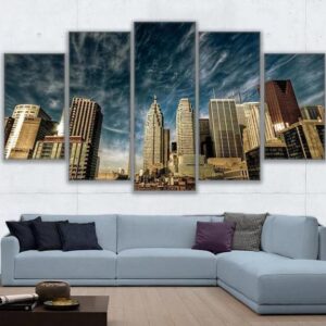 Toronto Skyscrapers - Nature 5 Panel Canvas Art Wall Decor
