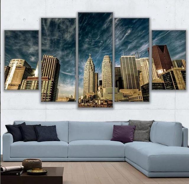 Toronto Skyscrapers - Nature 5 Panel Canvas Art Wall Decor Toronto Skyscrapers - Nature 5 Panel Canvas Art Wall Decor