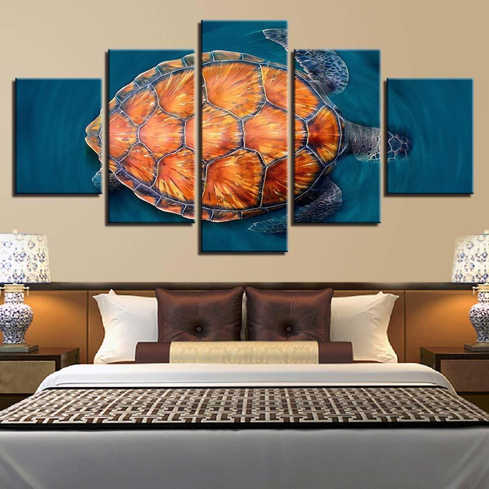 Tortoise Pineapple Like Sea Turtle Shell - Animal 5 Panel Canvas Art Wall Decor Tortoise Pineapple Like Sea Turtle Shell - Animal 5 Panel Canvas Art Wall Decor