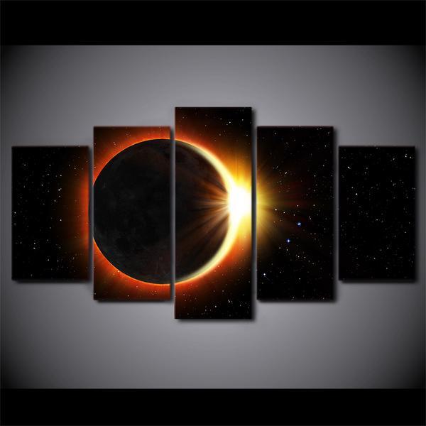 Total Eclipse - Space 5 Panel Canvas Art Wall Decor Total Eclipse - Space 5 Panel Canvas Art Wall Decor