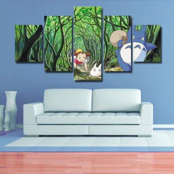 Totoro 02 - Anime 5 Panel Canvas Art Wall Decor Totoro 02 - Anime 5 Panel Canvas Art Wall Decor
