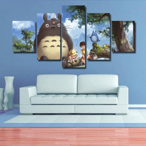 Totoro - Anime 5 Panel Canvas Art Wall Decor Totoro - Anime 5 Panel Canvas Art Wall Decor