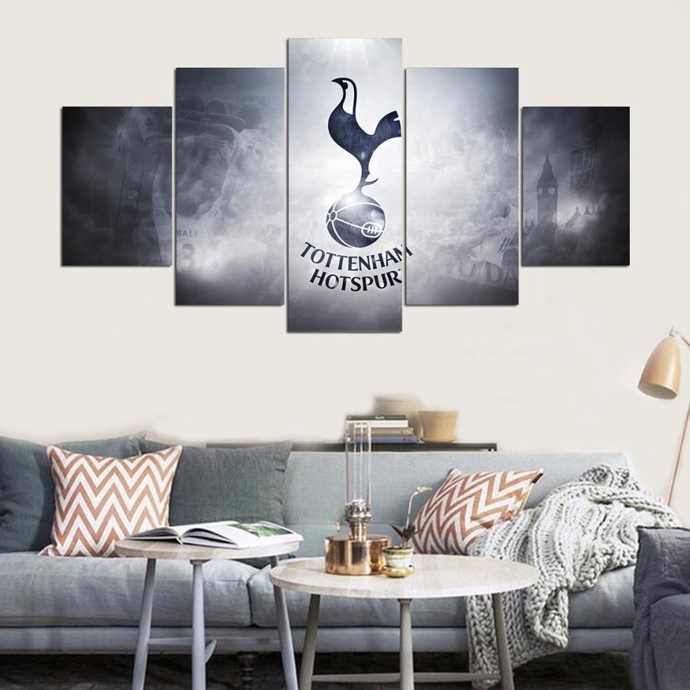 Tottenham Hotspur Logo Soccer - 5 Panel Canvas Art Wall Decor Tottenham Hotspur Logo Soccer - 5 Panel Canvas Art Wall Decor