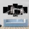 Tower Bridge In London In Night View - Nature 5 Panel Canvas Art Wall Decor
