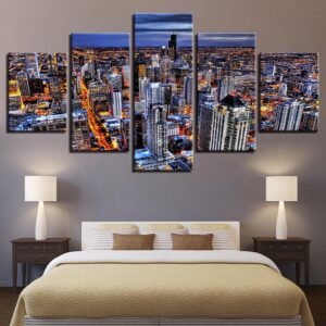 Tower Building 1 - Nature 5 Panel Canvas Art Wall Decor