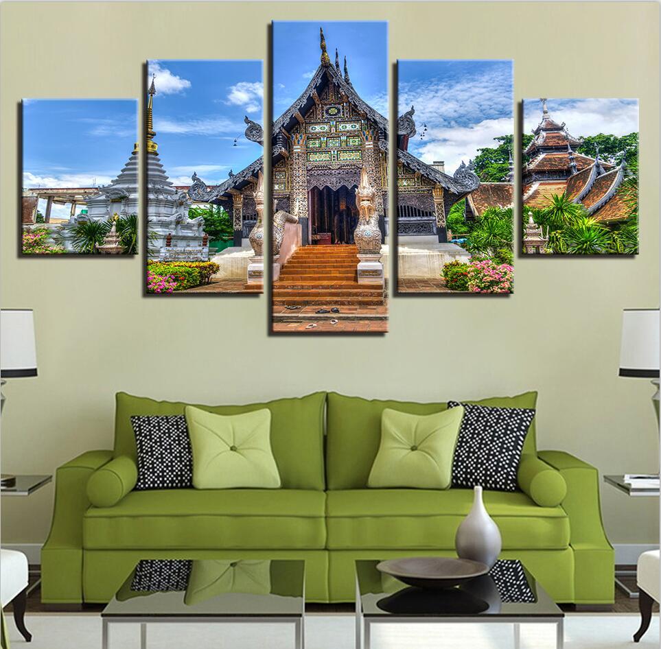 Tower Building 2 - Nature 5 Panel Canvas Art Wall Decor Tower Building 2 - Nature 5 Panel Canvas Art Wall Decor