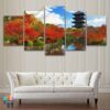 Traditional Garden Nature Kyoto Japan - Nature 5 Panel Canvas Art Wall Decor