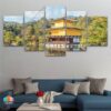 Traditional Japanese Garden Temple - Nature 5 Panel Canvas Art Wall Decor