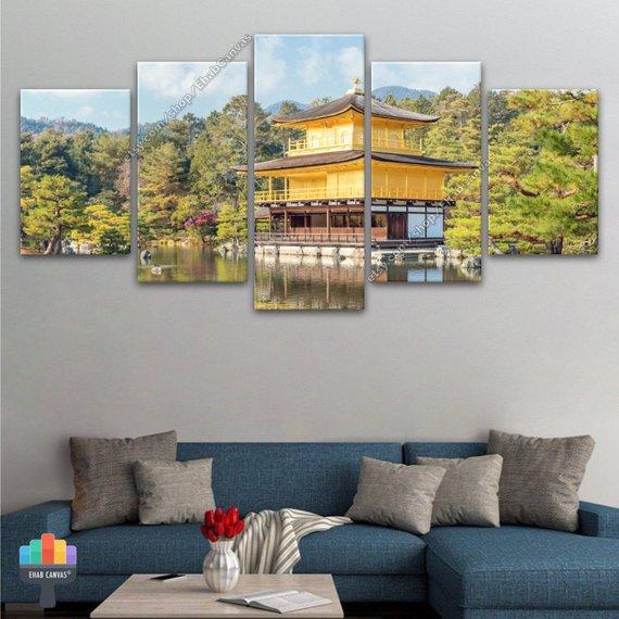 Traditional Japanese Garden Temple - Nature 5 Panel Canvas Art Wall Decor Traditional Japanese Garden Temple - Nature 5 Panel Canvas Art Wall Decor