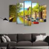 Traditional Old Buildings In Amsterdam - Nature 5 Panel Canvas Art Wall Decor