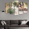 Traditional Street In The Old District Of Plaka In Athens - Nature 5 Panel Canvas Art Wall Decor