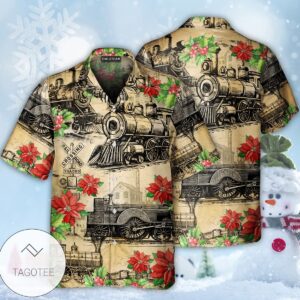 Train Vintage Merry Christmas Hawaiian Shirt