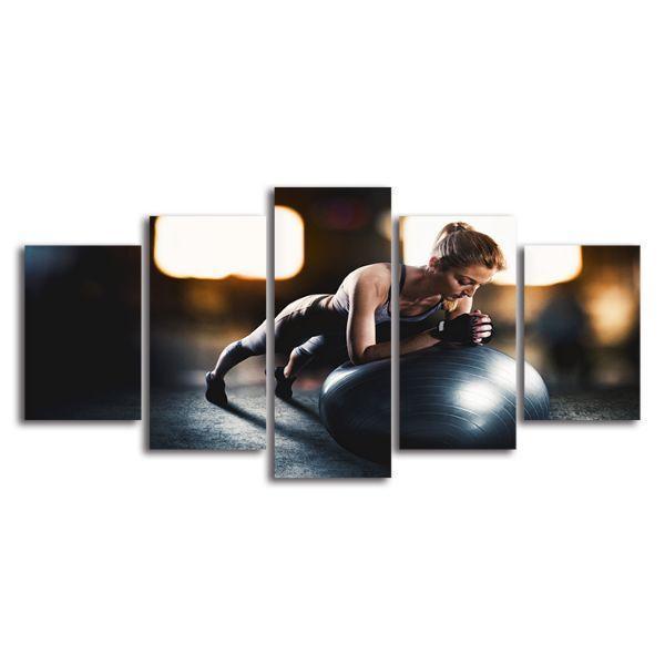 Training Ball - Sport 5 Panel Canvas Art Wall Decor Training Ball - Sport 5 Panel Canvas Art Wall Decor