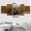 Trains And Trees Fall Scenery - Automative 5 Panel Canvas Art Wall Decor
