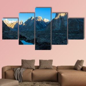 Trango Towers And Baltoro Glacier In Karakorum Pakistan - Nature 5 Panel Canvas Art Wall Decor