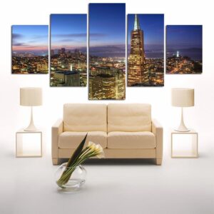 Transamerica Pyramid Of San Francisco - Nature 5 Panel Canvas Art Wall Decor