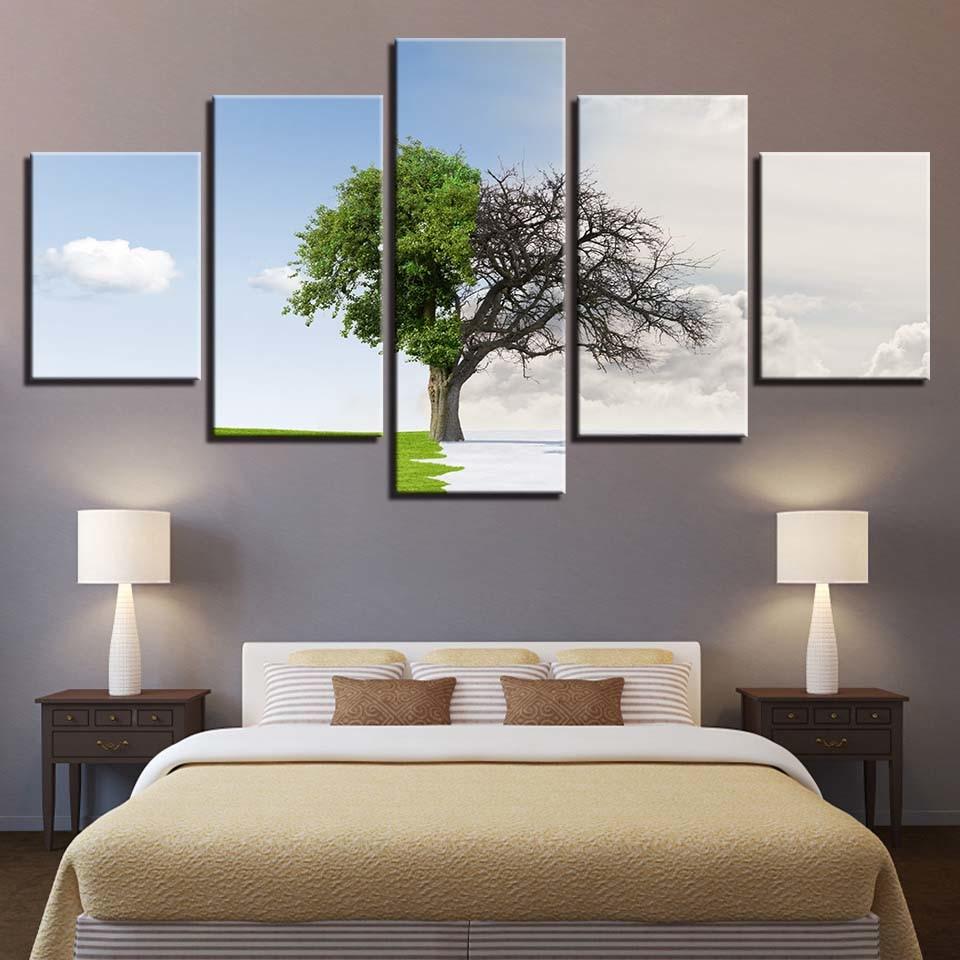 Tree 51 - Nature 5 Panel Canvas Art Wall Decor Tree 51 - Nature 5 Panel Canvas Art Wall Decor