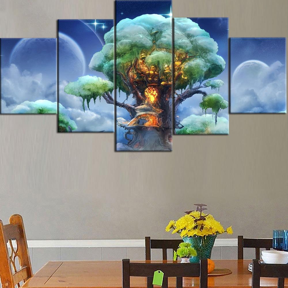 Tree 53 - Nature 5 Panel Canvas Art Wall Decor Tree 53 - Nature 5 Panel Canvas Art Wall Decor