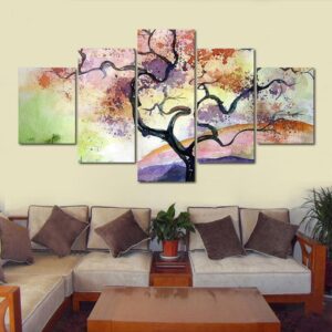 Tree 55 - Nature 5 Panel Canvas Art Wall Decor