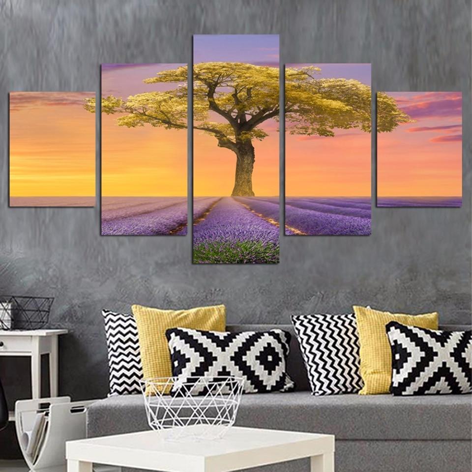 Tree 58 - Nature 5 Panel Canvas Art Wall Decor Tree 58 - Nature 5 Panel Canvas Art Wall Decor