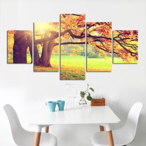 Tree 59 - Nature 5 Panel Canvas Art Wall Decor