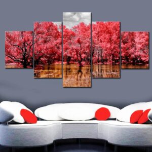 Tree 60 - Nature 5 Panel Canvas Art Wall Decor