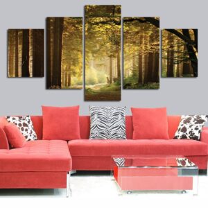 Tree 61 - Nature 5 Panel Canvas Art Wall Decor