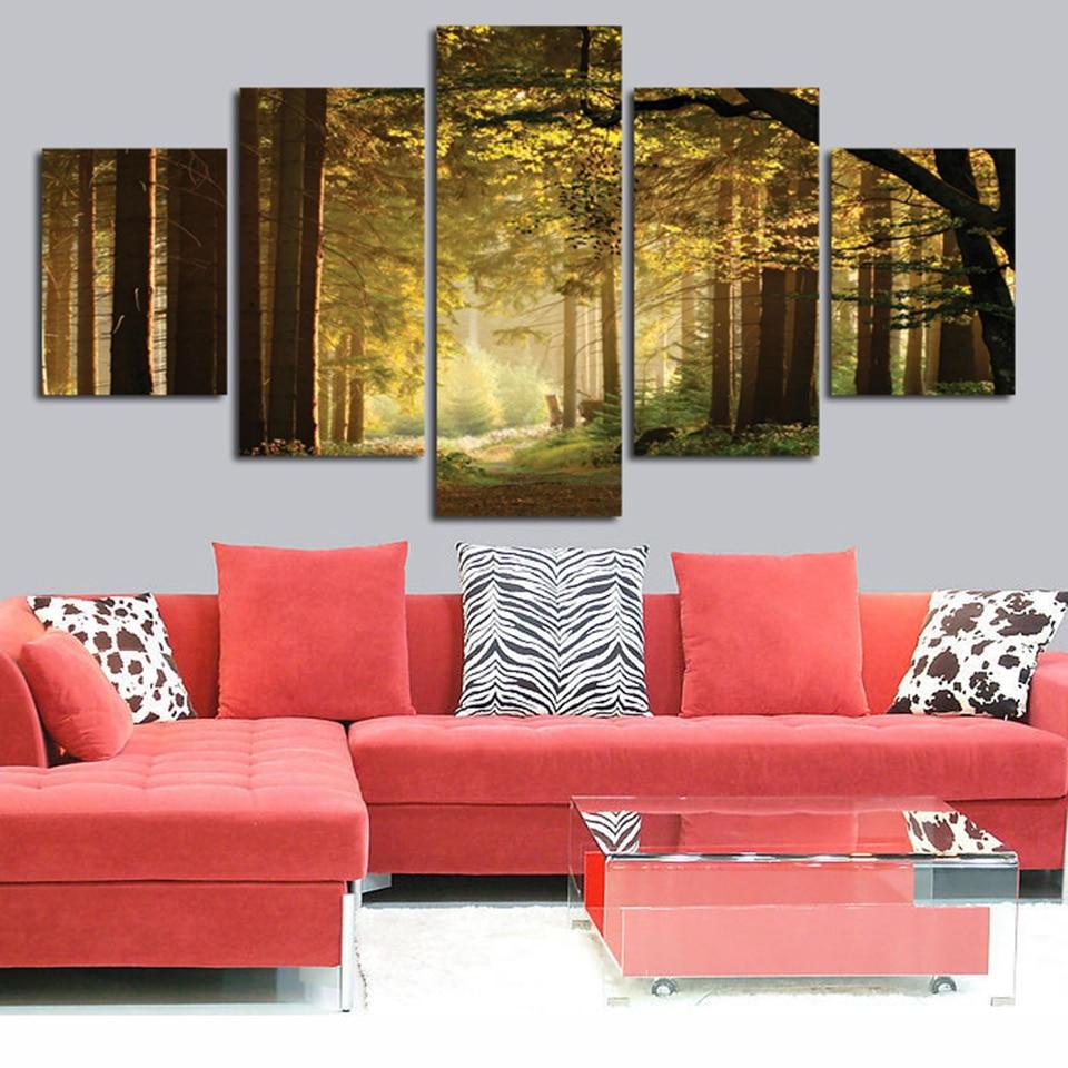 Tree 61 - Nature 5 Panel Canvas Art Wall Decor Tree 61 - Nature 5 Panel Canvas Art Wall Decor