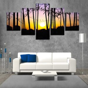 Tree 62 - Nature 5 Panel Canvas Art Wall Decor