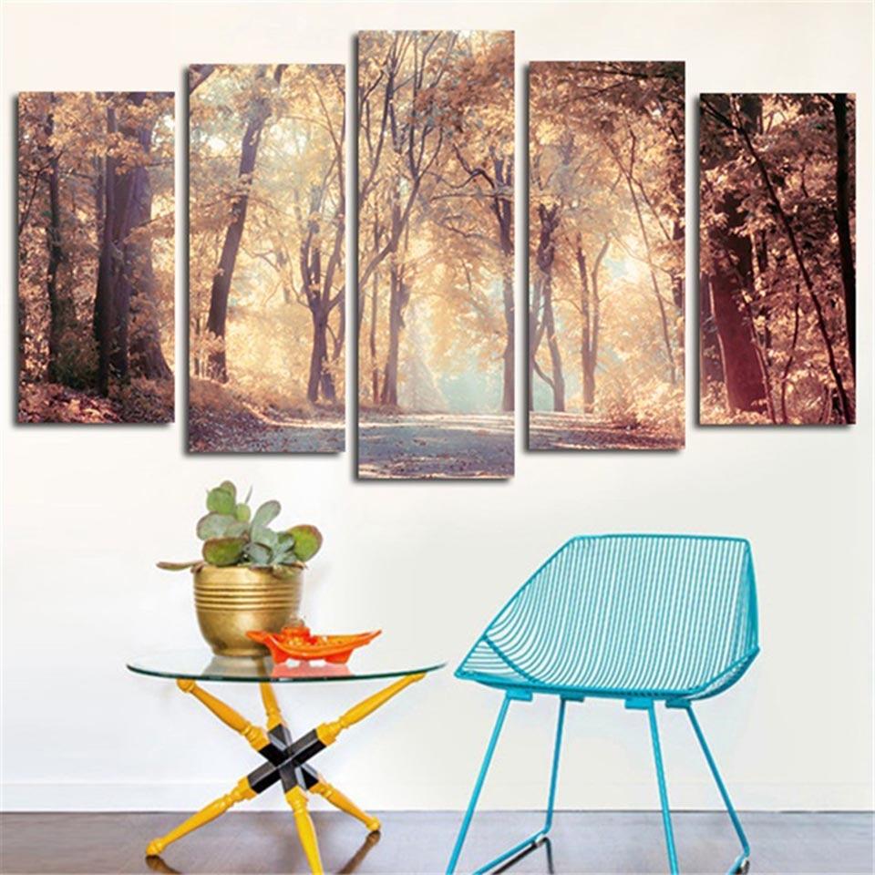 Tree 74 - Nature 5 Panel Canvas Art Wall Decor Tree 74 - Nature 5 Panel Canvas Art Wall Decor