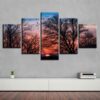 Tree And Bird Natural - Nature 5 Panel Canvas Art Wall Decor