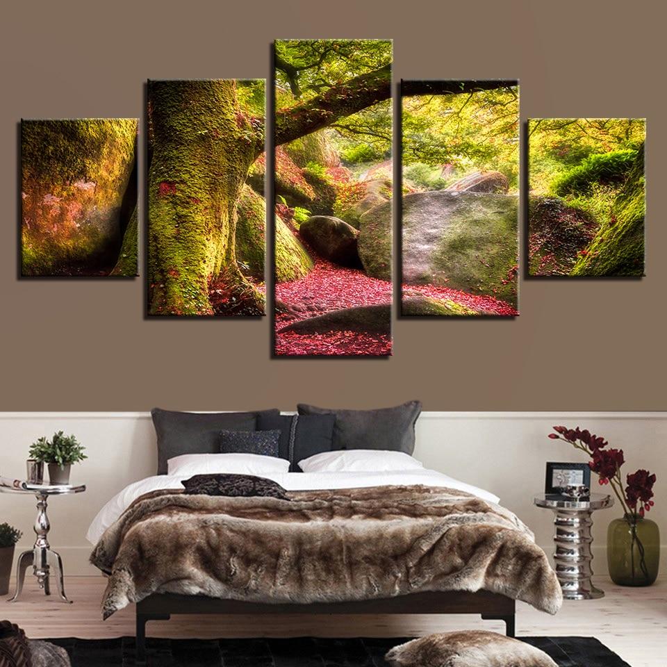 Tree And Stone 1 - Nature 5 Panel Canvas Art Wall Decor Tree And Stone 1 - Nature 5 Panel Canvas Art Wall Decor