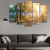 Tree And Sun - Nature 5 Panel Canvas Art Wall Decor