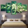 Tree Horned Elk Bucks - Animal 5 Panel Canvas Art Wall Decor