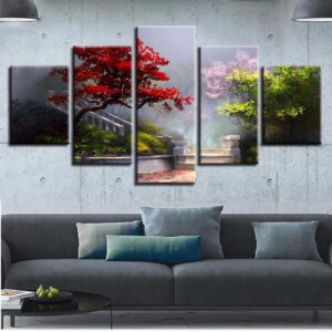 Tree Landscape - Nature 5 Panel Canvas Art Wall Decor
