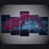 Tree Light Purple Autumn Leaves 01 - Nature 5 Panel Canvas Art Wall Decor