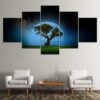 Tree Moon Night View - Nature 5 Panel Canvas Art Wall Decor