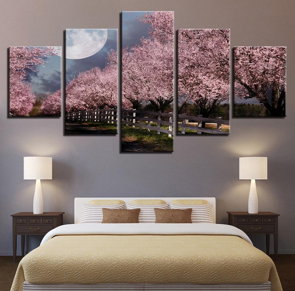 Tree Mountains Forests 4 - Nature 5 Panel Canvas Art Wall Decor Tree Mountains Forests 4 - Nature 5 Panel Canvas Art Wall Decor