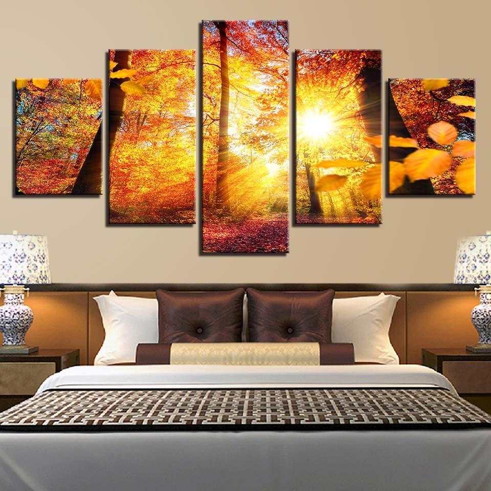 Tree Mountains Forests 6 - Nature 5 Panel Canvas Art Wall Decor Tree Mountains Forests 6 - Nature 5 Panel Canvas Art Wall Decor